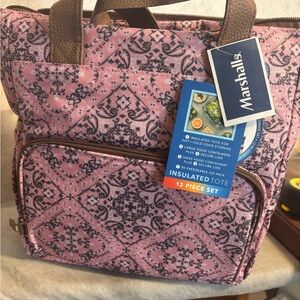 Pink Patterned Lunch Bag/Insulated Tote